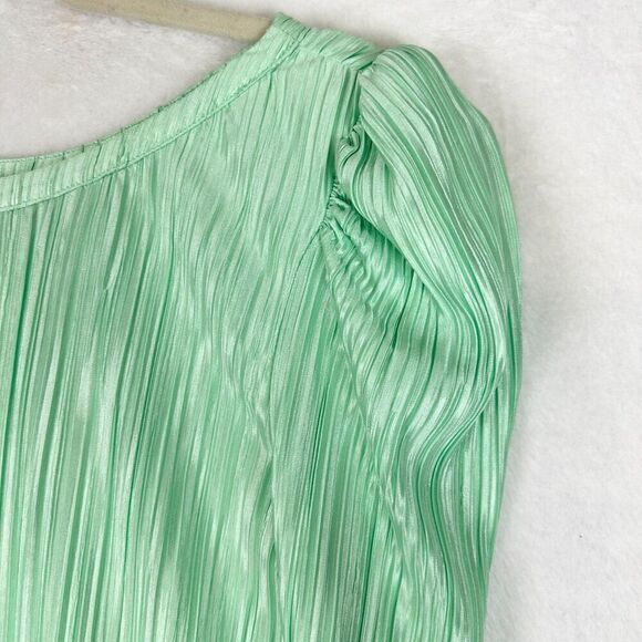 LoveShackFancy Carleen Dress Size 4 Light Emerald Green Pleated Plisse - Picture 4 of 6